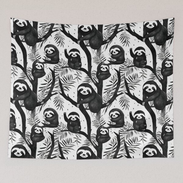 Item preview, Happy sloths peacefully unwinding in the treetops seamless pattern designed and sold by IssaraStudio.