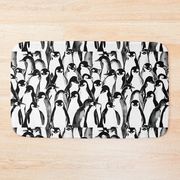 Item preview, Adorable penguins joyfully waddling side by side seamless pattern designed and sold by IssaraStudio.