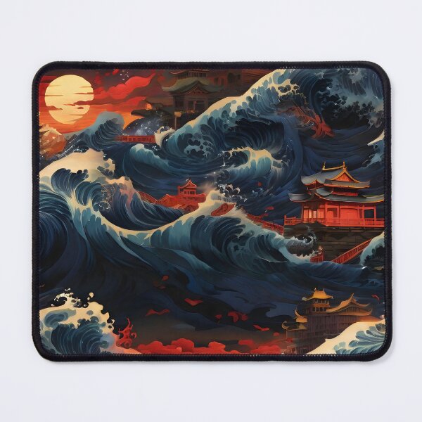 Item preview, Japanese depiction of a very turbulent sea with massive waves designed and sold by Sanderland.
