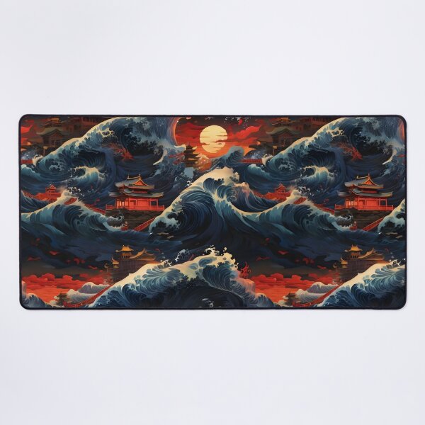 Item preview, Japanese depiction of a very turbulent sea with massive waves designed and sold by Sanderland.