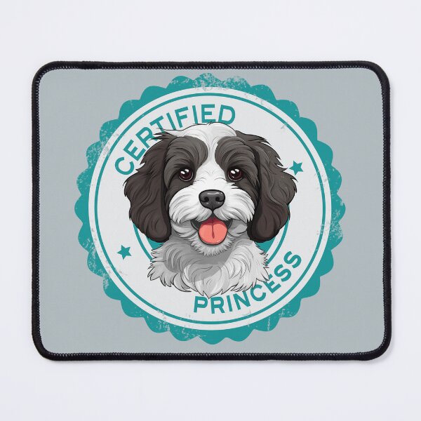 Artikelvorschau, Cavapoo Cavoodle Oodle Lustige zertifizierte Prinzessin – Schwarz und Weiß entworfen und verkauft von wotsthis.