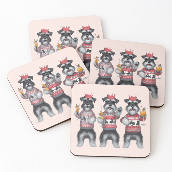 Item preview, Three Christmas Schnauzers Celebrating designed and sold by barksandsqueaks.