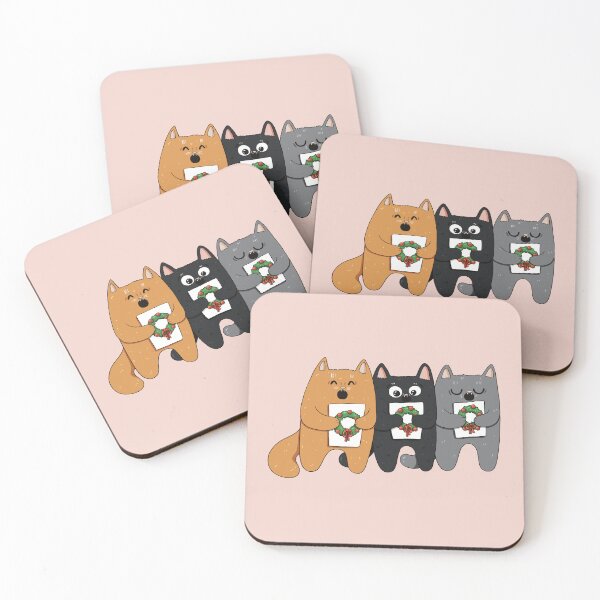 Item preview, Christmas Caroling Kitties Print designed and sold by Julia Sol.