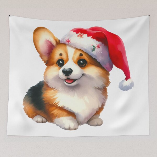 Item preview, Corgi Puppy Christmas Watercolor Digital Art - Pembroke Welsh Corgi Painting designed and sold by Star-Fragment.