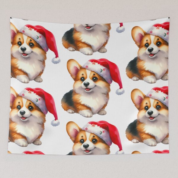 Item preview, Corgi Puppy Christmas Watercolor Digital Art - Pembroke Welsh Corgi Painting - Different Pattern designed and sold by Star-Fragment.