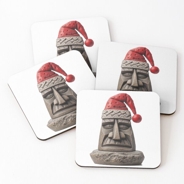Item preview, Easter Island Statue with Santa's hat designed and sold by Sp3ctrumOfColor.