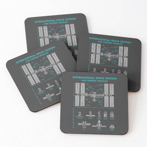 Item preview, International Space Station (ISS) and Visiting Vehicles (Grey and Turquoise Blueprint) designed and sold by BGALAXY.