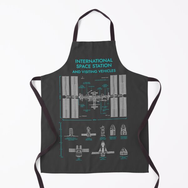 Aperçu de l'œuvre International Space Station (ISS) and Visiting Vehicles (Grey and Turquoise Blueprint) créée et vendue par BGALAXY.