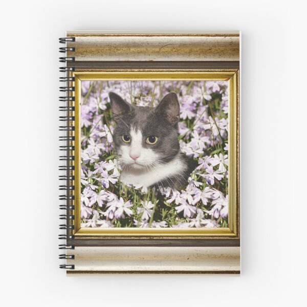 Item preview, Cat among flowers photo in retro vintage frame designed and sold by Rbnano.