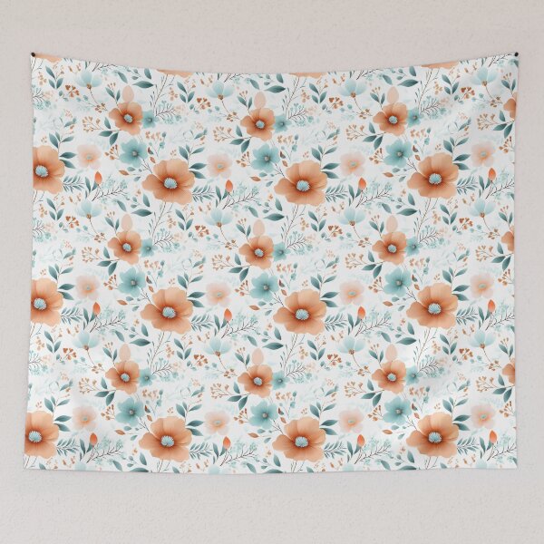 Item preview, Beautiful Peach and Teal Flowers designed and sold by ShinyWolf.