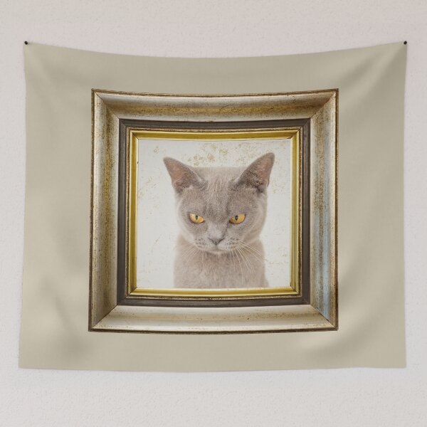 Item preview, Grey cat photo in retro vintage frame designed and sold by Rbnano.