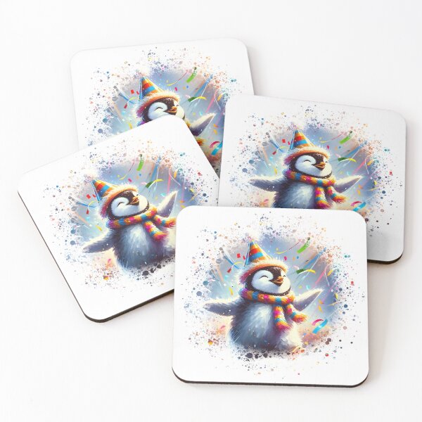 Item preview, joyful Festive Penguin wearing a festive hat  designed and sold by Truck Stop One.