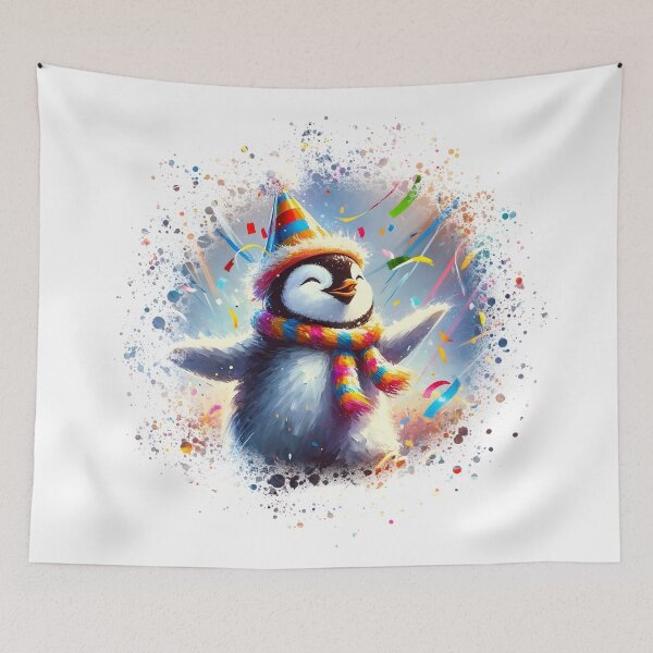 Item preview, joyful Festive Penguin wearing a festive hat  designed and sold by Truck Stop One.