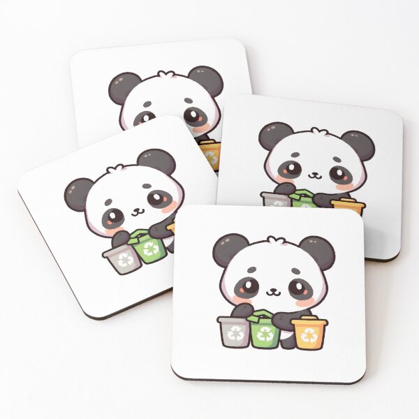 Item preview, Eco-Friendly Panda with Recycling Bins  designed and sold by UmbrellaStudio1.