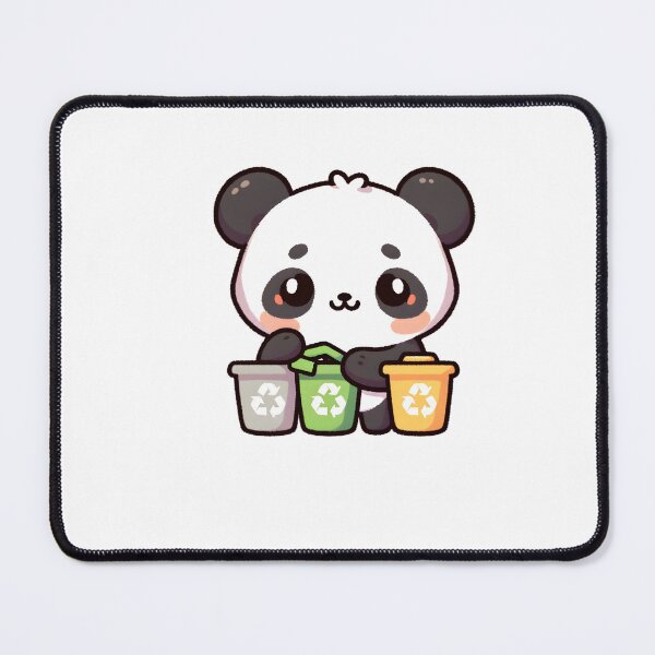 Item preview, Eco-Friendly Panda with Recycling Bins designed and sold by UmbrellaStudio1.