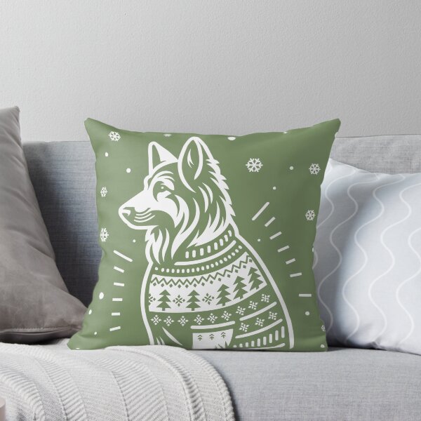 Item preview, Christmas German Shepherd Alsatian Wearing a Winter Sweater Green designed and sold by hidden-design.