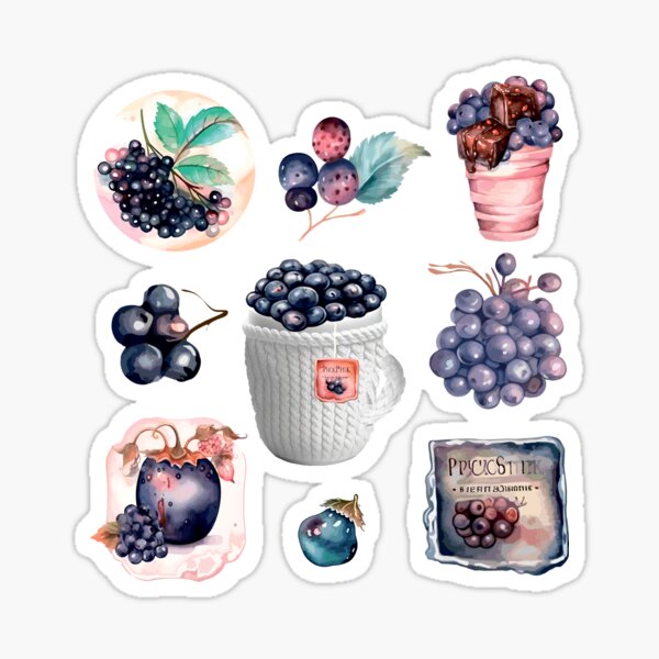 Artikel-Vorschau von Leckere Beeren. Stickerpaket Blaubeere, designt und verkauft von Anastasiia Yurevych.