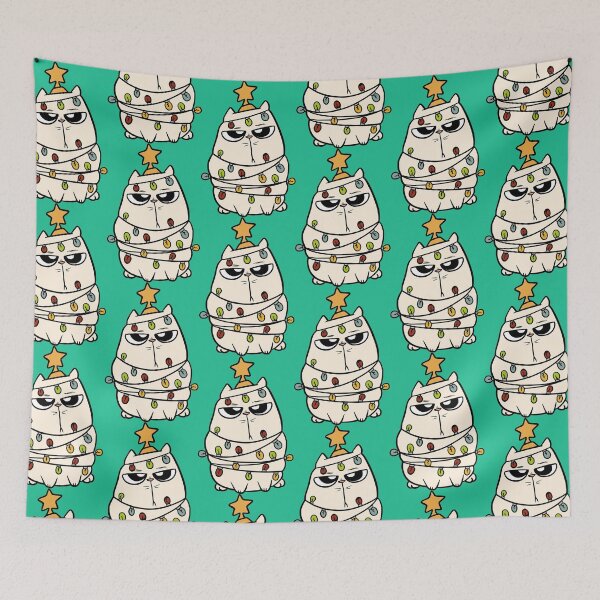 Item preview, Tangled up X-mas Kitty designed and sold by NettiesWallArt.