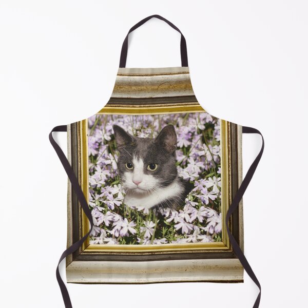 Item preview, Cat among flowers photo in retro vintage frame designed and sold by Rbnano.