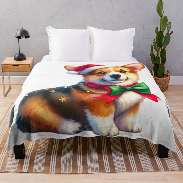 Item preview, Corgi with Santa Hat and Christmas Bow tie Watercolor Digital Art - Pembroke Welsh Corgi Painting designed and sold by Star-Fragment.