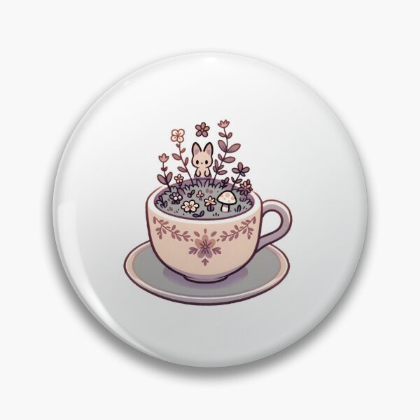 Artikelvorschau, Whimsical Teacup Garden with Playful Bunny entworfen und verkauft von UmbrellaStudio1.