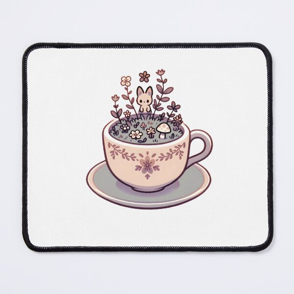 Artikelvorschau, Whimsical Teacup Garden with Playful Bunny entworfen und verkauft von UmbrellaStudio1.