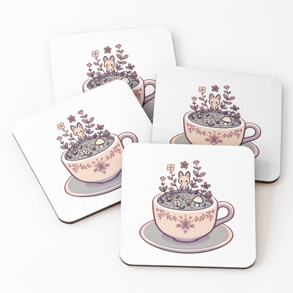 Artikelvorschau, Whimsical Teacup Garden with Playful Bunny entworfen und verkauft von UmbrellaStudio1.