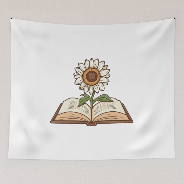Item preview, Flowers Growing From Book | Special White Sunflower designed and sold by CircinusStore.