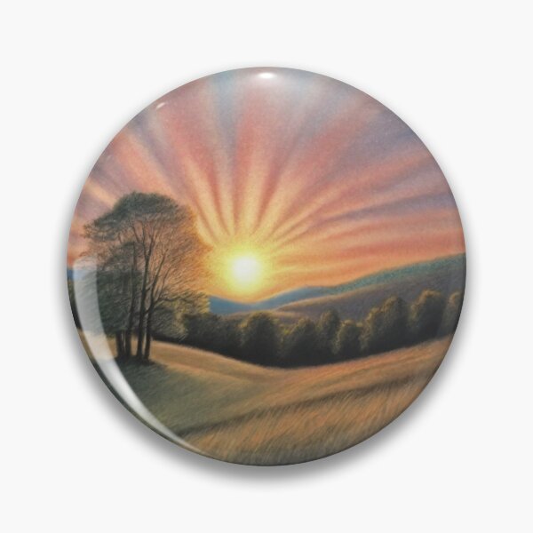 Item preview, Chalk pastel drawing of sunrise over a hill designed and sold by ailia-hikaru.