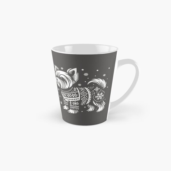 Christmas Yorkshire Terrier Dog Wearing an Ugly Sweater Grey Tall Mug