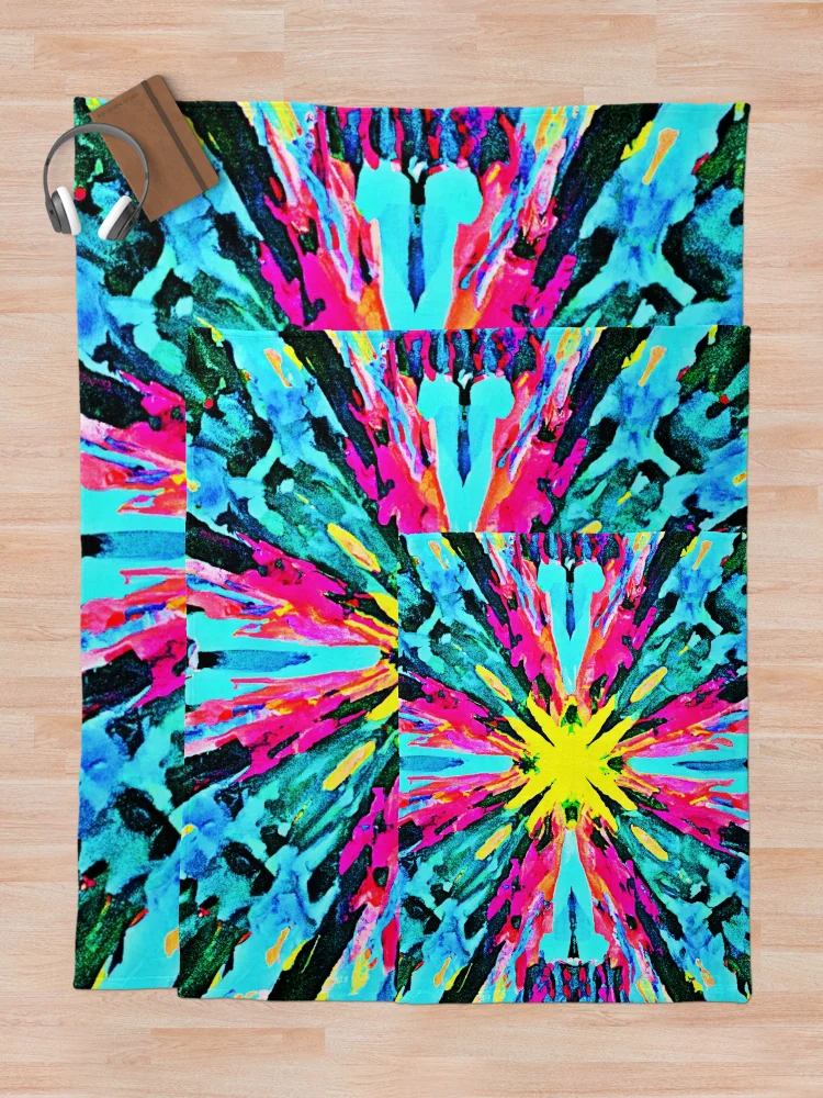 Thumbnail 5 of 6, Throw Blanket, Abstract Colorful Glow Pattern designed and sold by Health And Fitness Posts e-Store.