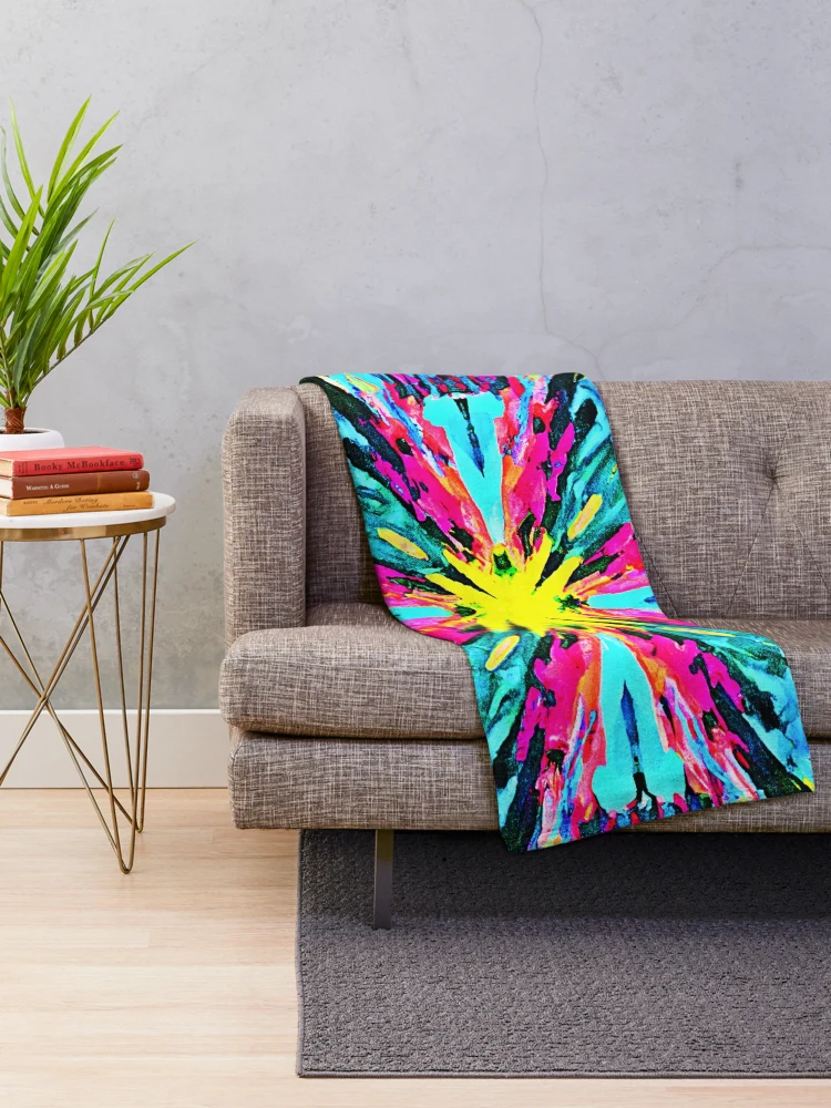 Thumbnail 2 of 6, Throw Blanket, Abstract Colorful Glow Pattern designed and sold by Health And Fitness Posts e-Store.