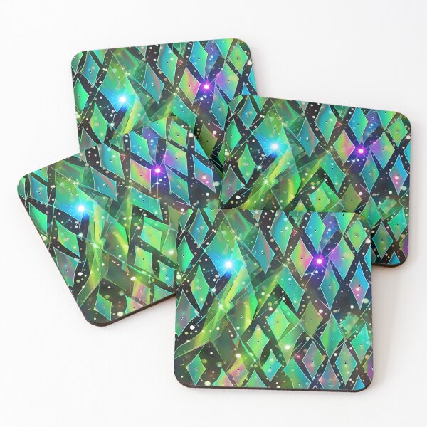 Item preview, Pattern of colorful, fluorescent, bioluminescent diamonds designed and sold by AI-Only Creations.