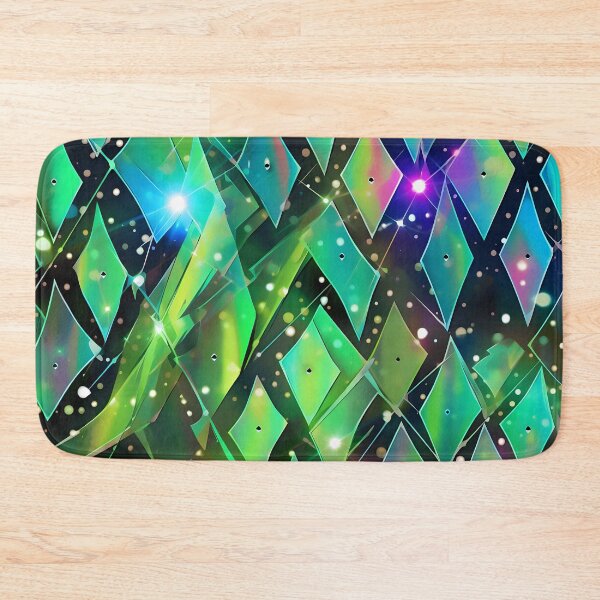 Item preview, Pattern of colorful, fluorescent, bioluminescent diamonds designed and sold by AI-Only Creations.