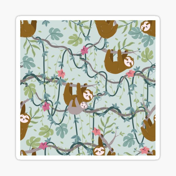 Item preview, Tropical Jungle Sloth Vines Hang Out designed and sold by simiswimstudio.