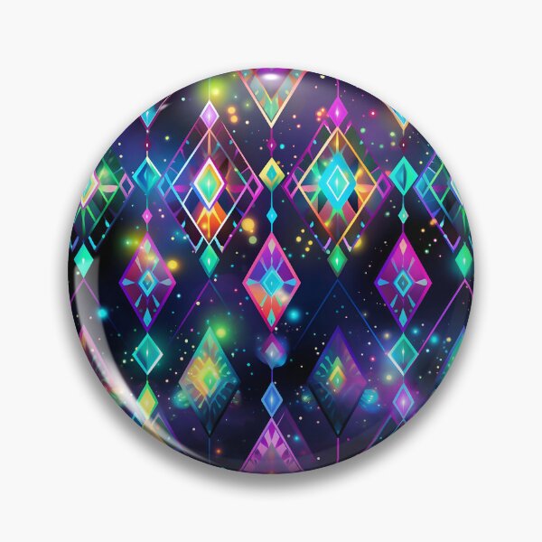 Item preview, Pattern of colorful, fluorescent, bioluminescent diamonds designed and sold by AI-Only Creations.