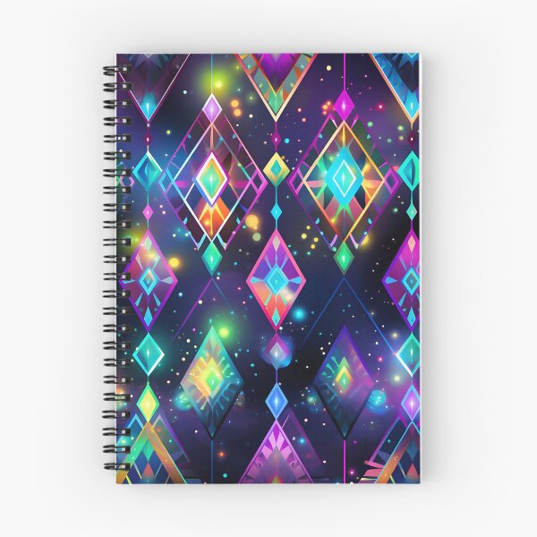 Item preview, Pattern of colorful, fluorescent, bioluminescent diamonds designed and sold by AI-Only Creations.