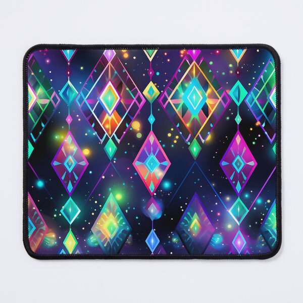 Item preview, Pattern of colorful, fluorescent, bioluminescent diamonds designed and sold by AI-Only Creations.