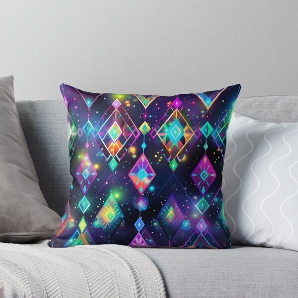 Item preview, Pattern of colorful, fluorescent, bioluminescent diamonds designed and sold by AI-Only Creations.
