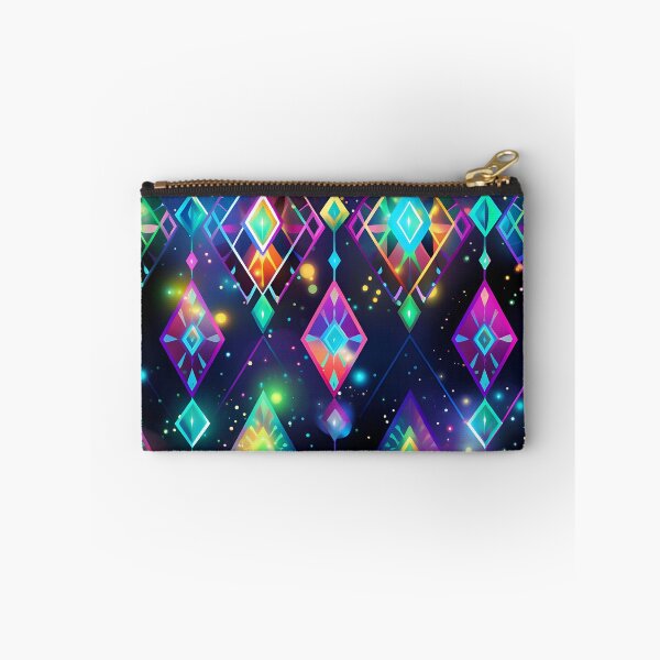 Item preview, Pattern of colorful, fluorescent, bioluminescent diamonds designed and sold by AI-Only Creations.