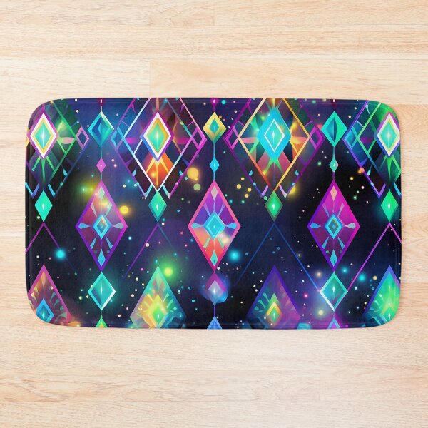 Item preview, Pattern of colorful, fluorescent, bioluminescent diamonds designed and sold by AI-Only Creations.