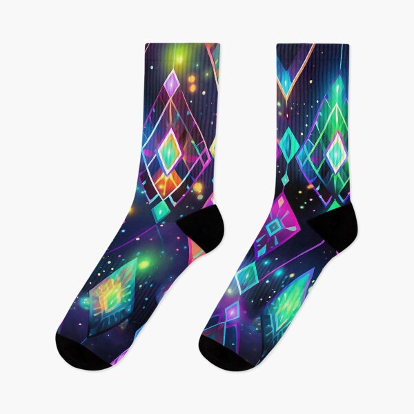 Item preview, Pattern of colorful, fluorescent, bioluminescent diamonds designed and sold by AI-Only Creations.