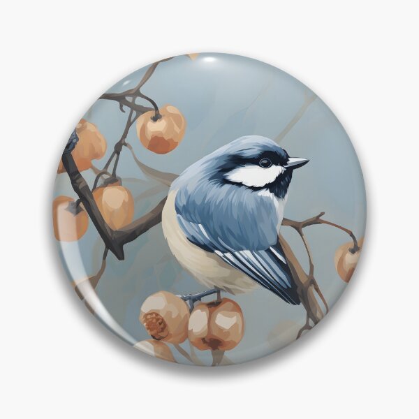 Item preview, Charming Blue Tit Birds on Peach Branches Pattern designed and sold by inkArtistryfine.