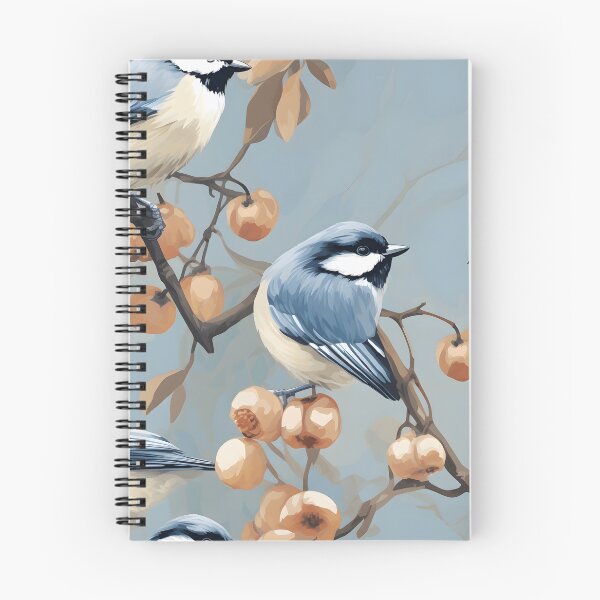 Item preview, Charming Blue Tit Birds on Peach Branches Pattern designed and sold by inkArtistryfine.