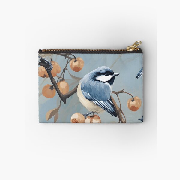 Item preview, Charming Blue Tit Birds on Peach Branches Pattern designed and sold by inkArtistryfine.