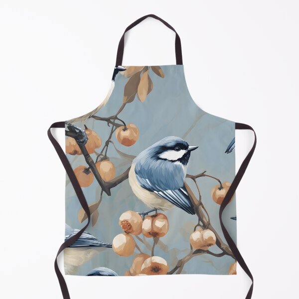Item preview, Charming Blue Tit Birds on Peach Branches Pattern designed and sold by inkArtistryfine.