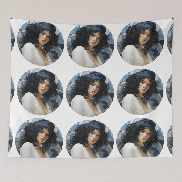 Item preview, Beautiful Woman in Blue, Chinoiserie Blue and White designed and sold by gemneye.