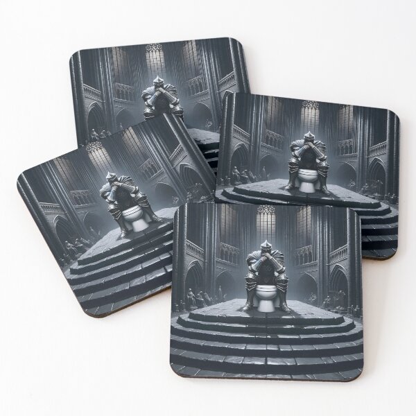 Item preview, Fart Souls - Knight in Plate Armor sitting on the Hollow Porcelain Throne #11 designed and sold by BeNiceOrDie.