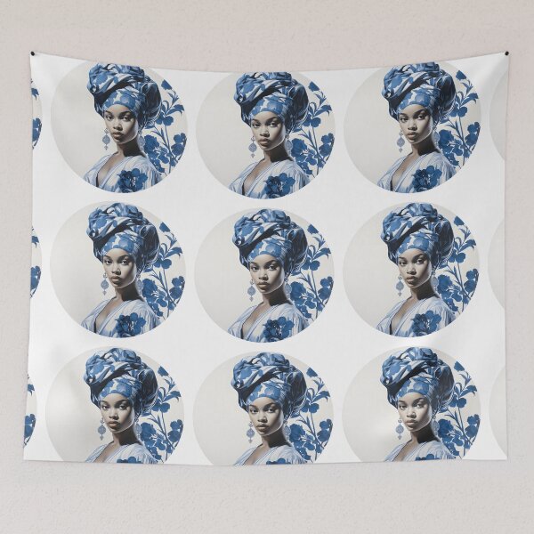Item preview, Beautiful Woman in Blue, Chinoiserie Blue and White designed and sold by gemneye.