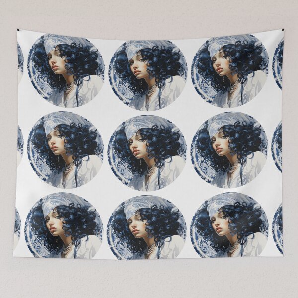 Item preview, Beautiful Woman in Blue, Chinoiserie Blue and White designed and sold by gemneye.